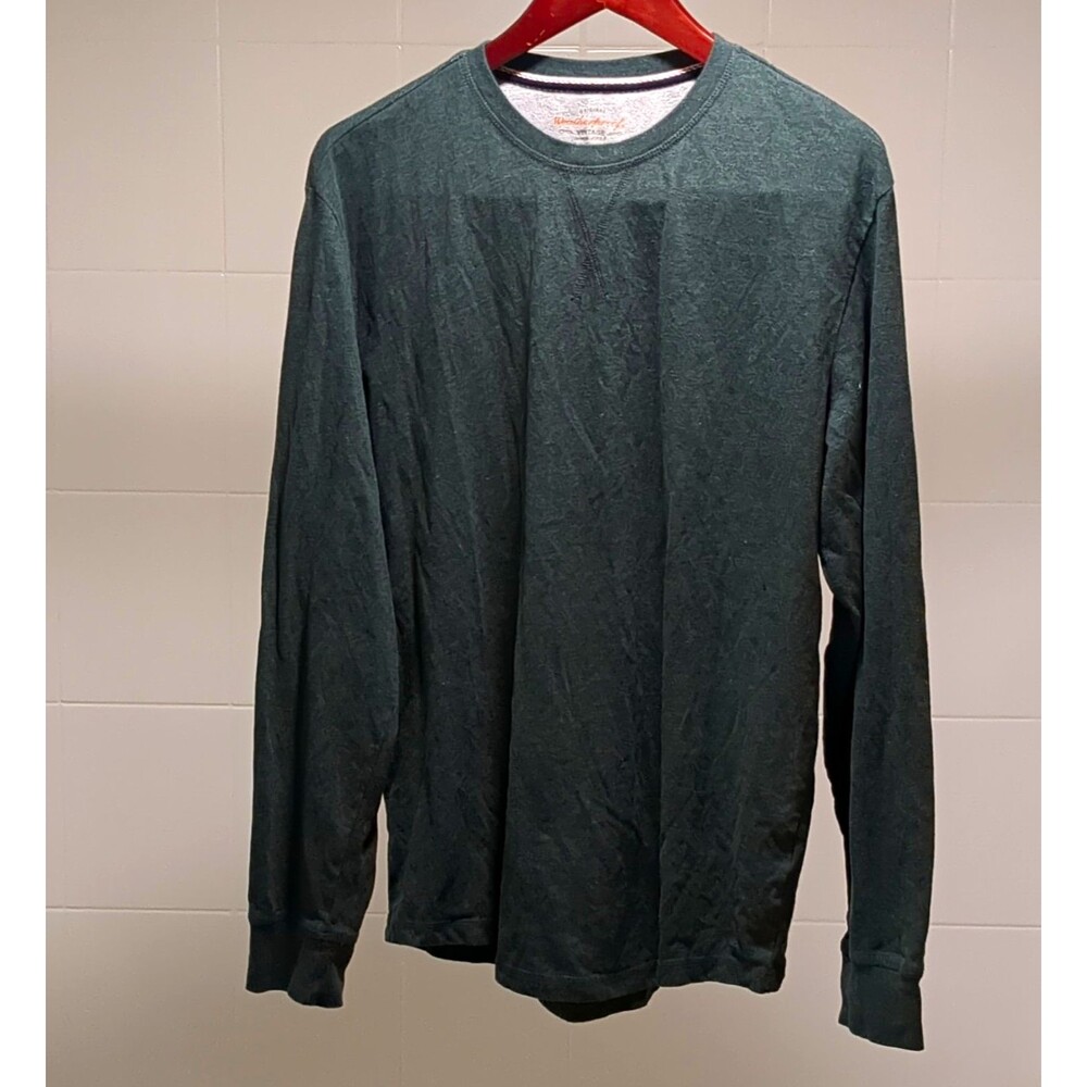 Weatherproof Vintage Men's Green Long Sleeve Crew Neck Tagless T-Shirt L